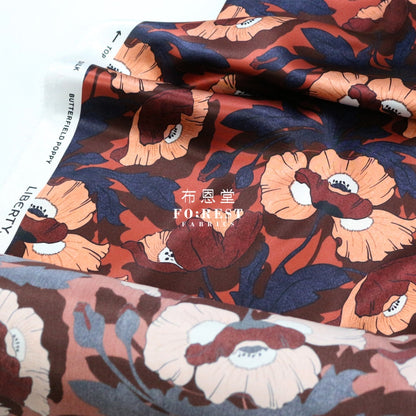 Liberty Of London (Silk Satin) - Butterfirld Poppy Fabric Silk Satin
