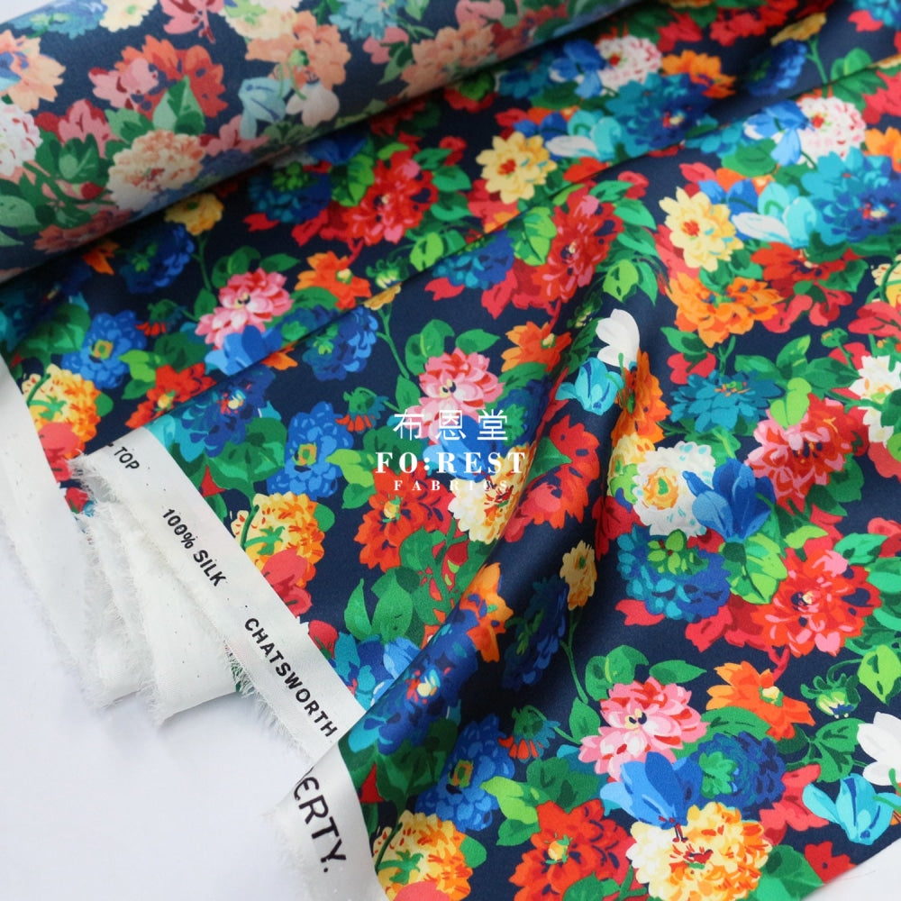 Liberty Of London (Silk Satin) - Chatsworth Bloom Fabric Silk Satin