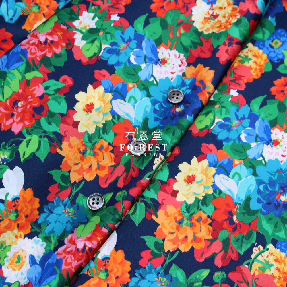 Liberty Of London (Silk Satin) - Chatsworth Bloom Fabric Silk Satin