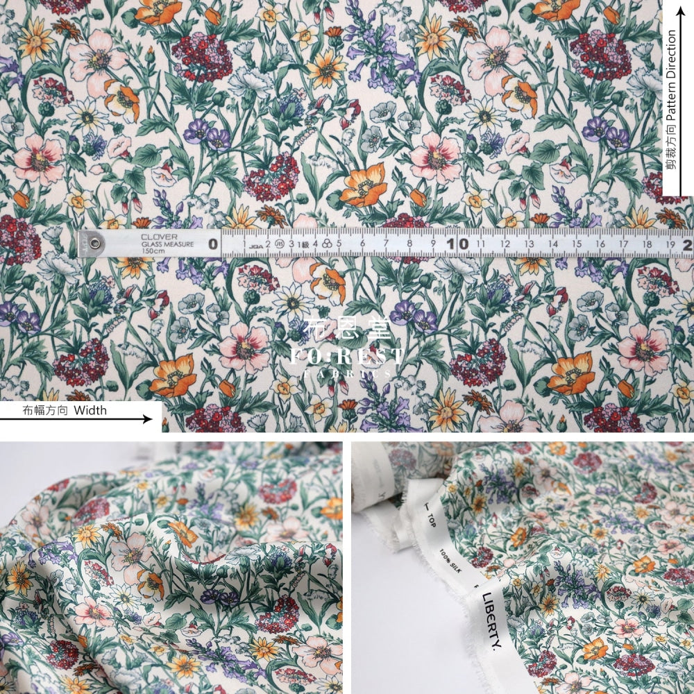 Liberty Of London (Silk Satin) - Rachel Meadow Fabric Silk Satin