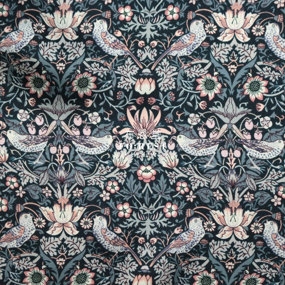 Liberty Of London (Silk Satin) - Strawberry Thief Fabric Silk Satin