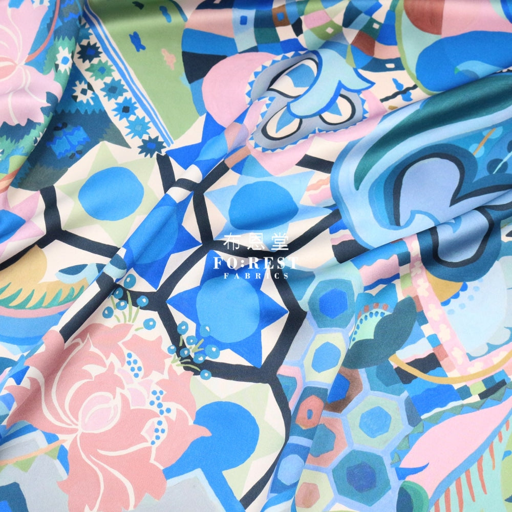 Liberty Of London (Silk Satin) - Studio Bohemia Fabric Blue Silk Satin
