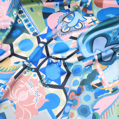 Liberty Of London (Silk Satin) - Studio Bohemia Fabric Blue Silk Satin