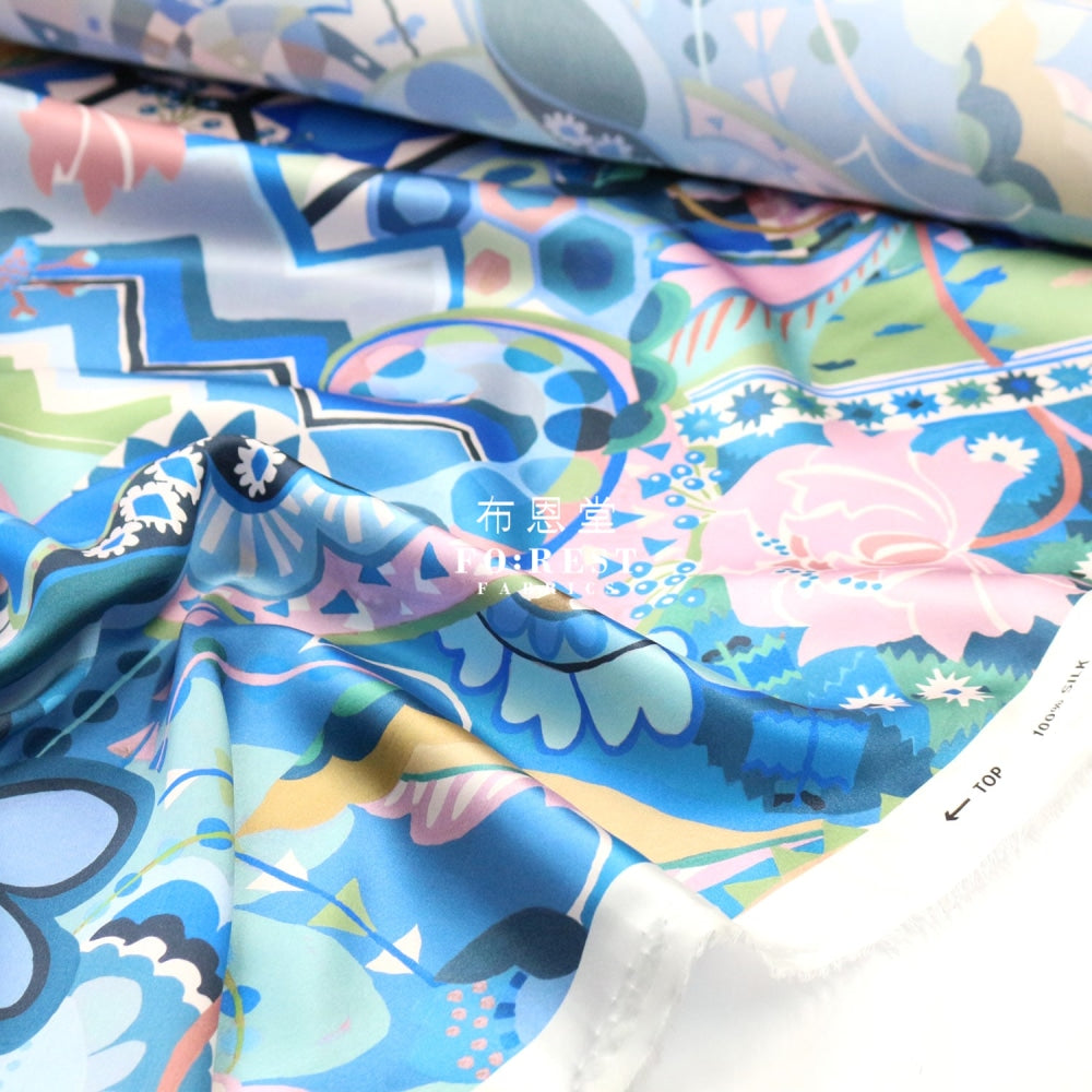 Liberty Of London (Silk Satin) - Studio Bohemia Fabric Blue Silk Satin