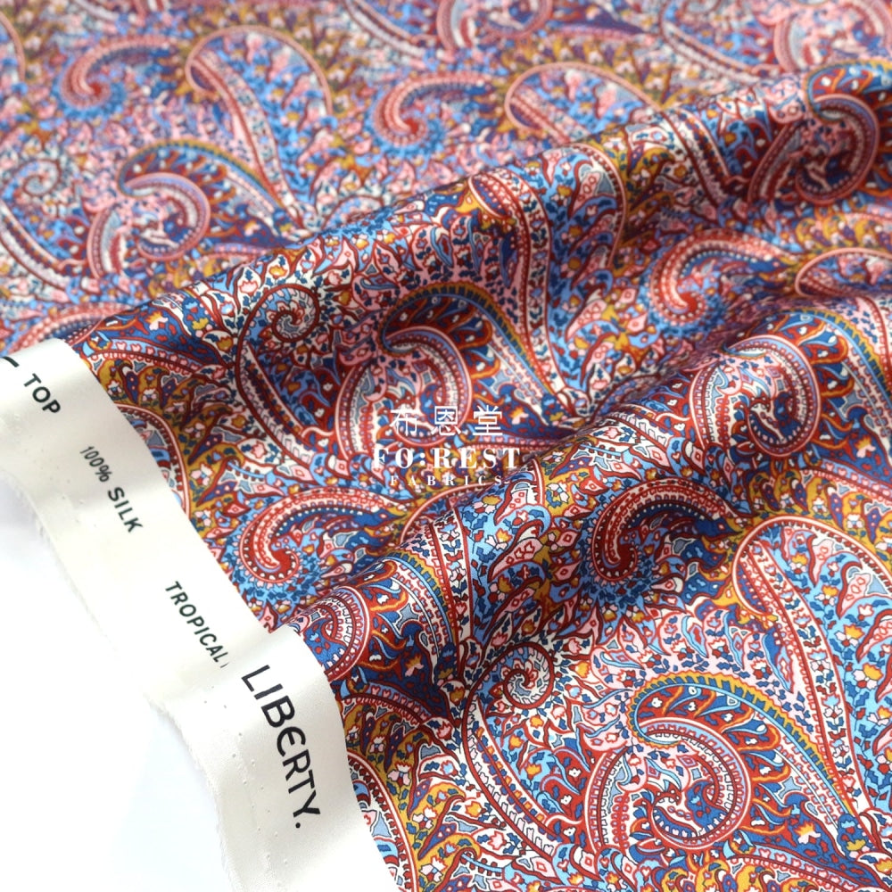 Liberty Of London (Silk Satin) - Tropical Prince Fabric Red Silk Satin