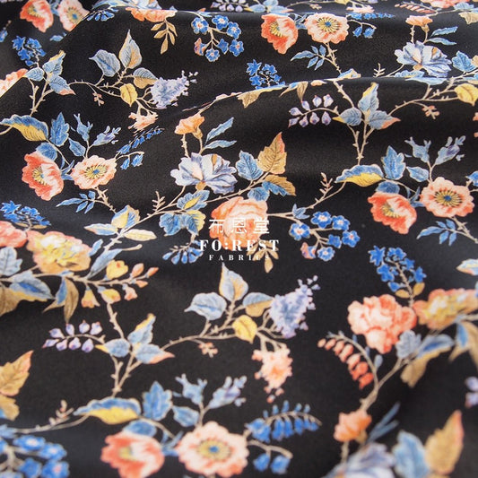 Liberty of London (Silk Satin) - Yorkshire fabric Black - FO:REST Fabric 布恩堂Liberty fabrictana lawnjapanese fabricykk zipper