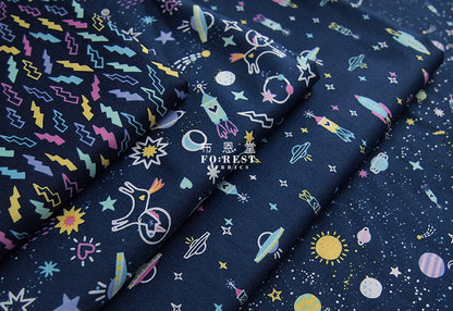 cotton - NeonLight Universe fabric - forest-fabric