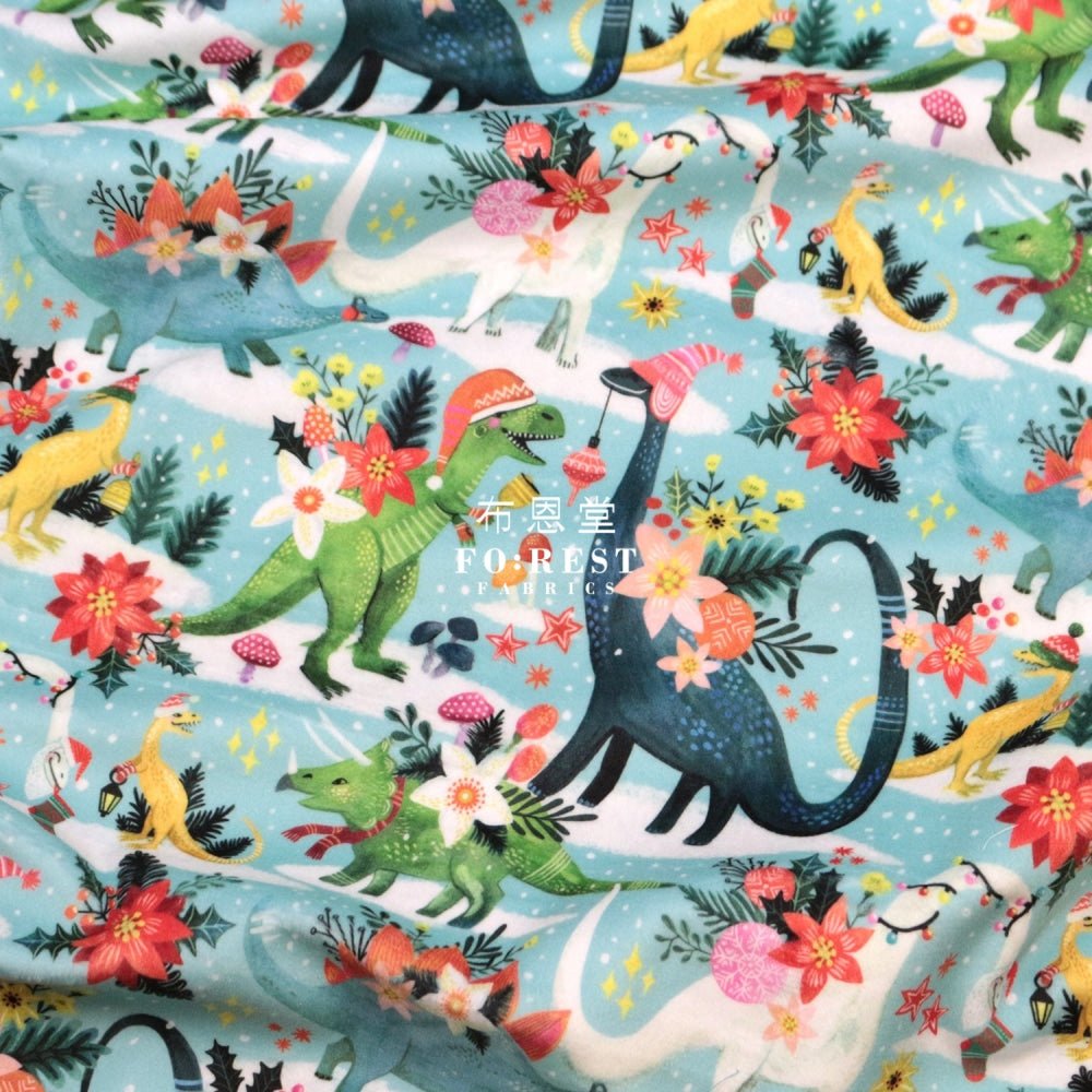 Minky - Dinosaur Rawrings Holidays 短毛绒 - FO:REST Fabric 布恩堂Liberty fabrictana lawnjapanese fabricykk zipper