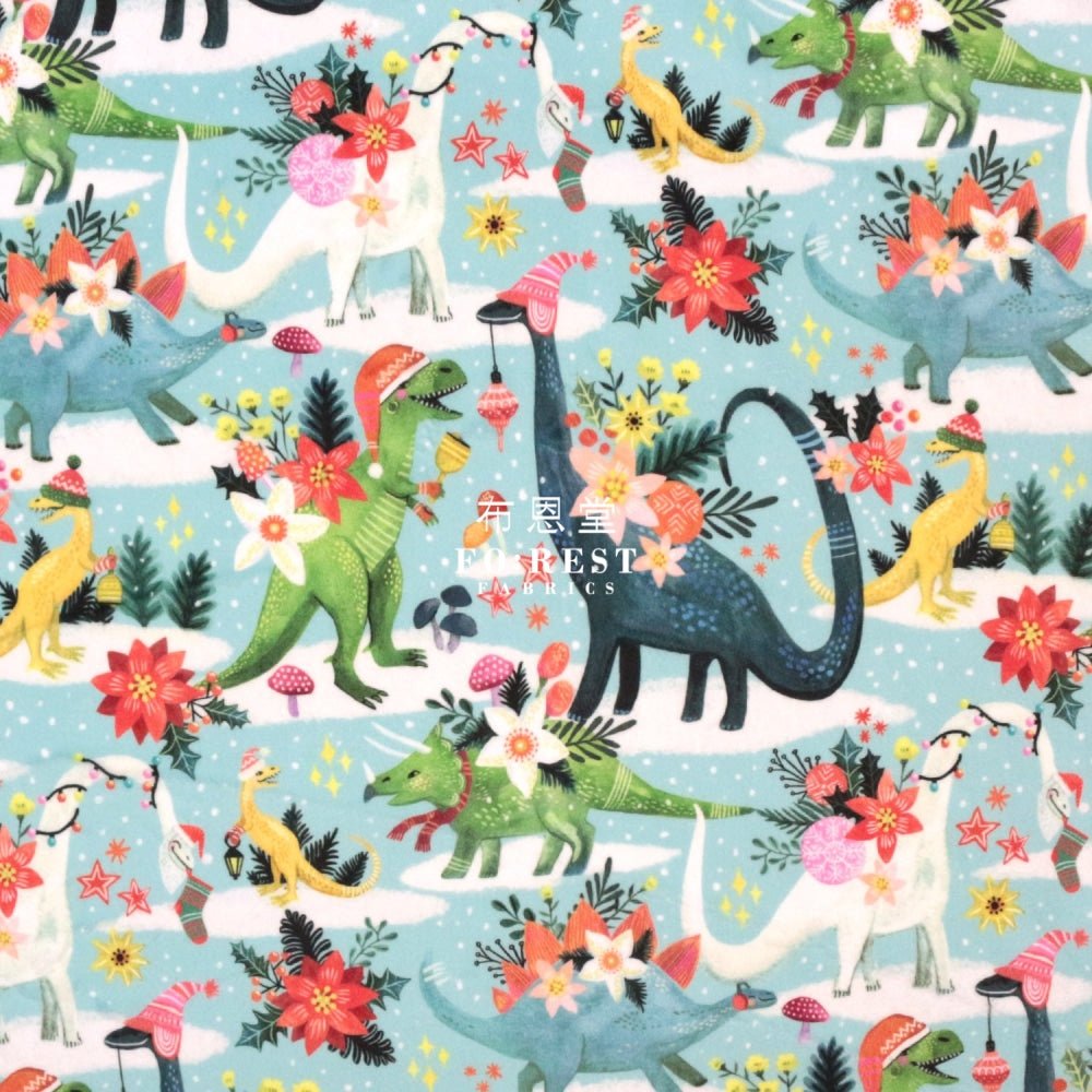 Minky - Dinosaur Rawrings Holidays 短毛绒 - FO:REST Fabric 布恩堂Liberty fabrictana lawnjapanese fabricykk zipper