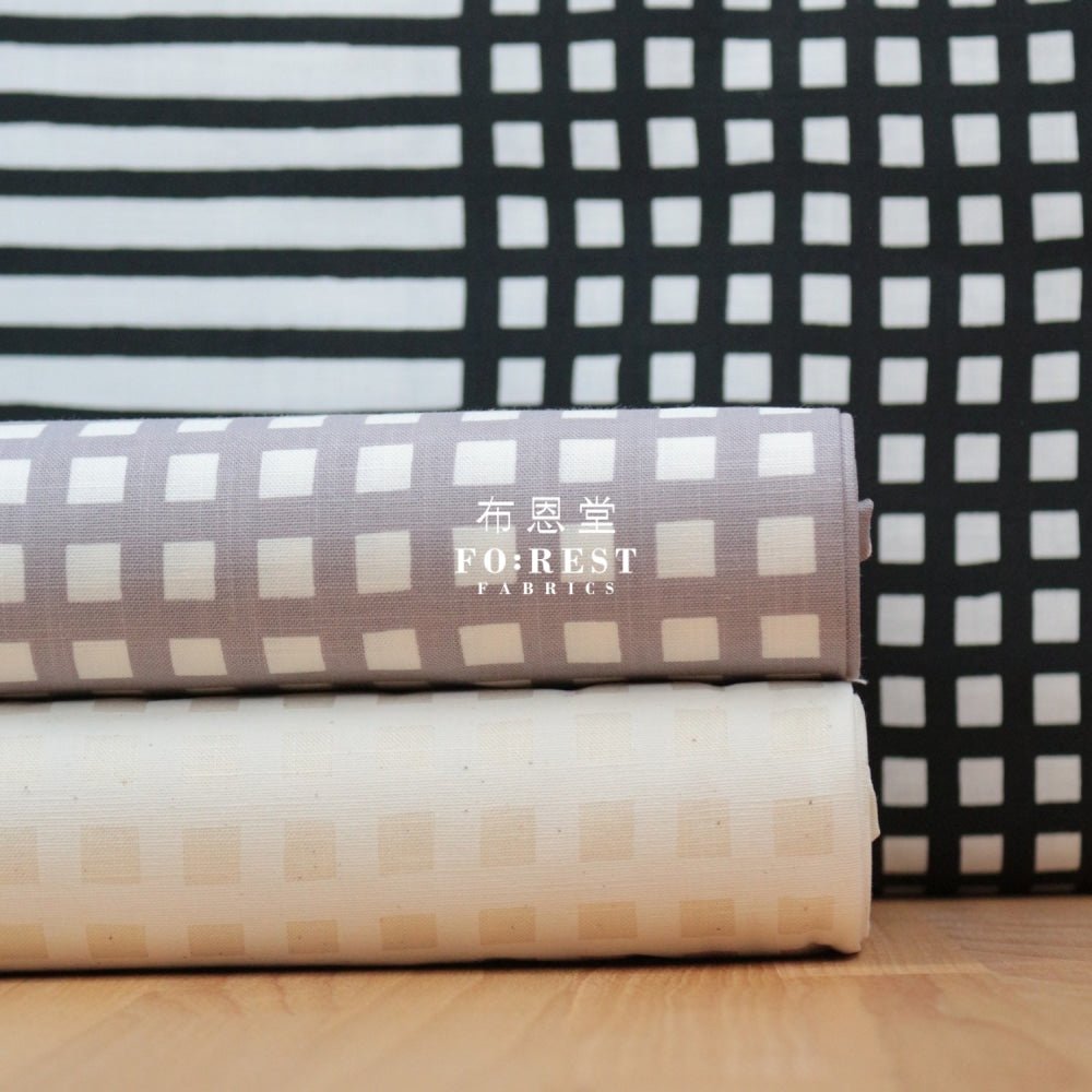Muddy works - Canvas - Check & Border fabric Gray - FO:REST Fabric 布恩堂Liberty fabrictana lawnjapanese fabricykk zipper