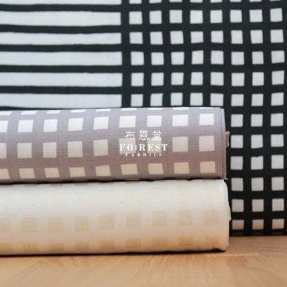 Muddy works - Canvas - Check & Border fabric Gray - FO:REST Fabric 布恩堂Liberty fabrictana lawnjapanese fabricykk zipper