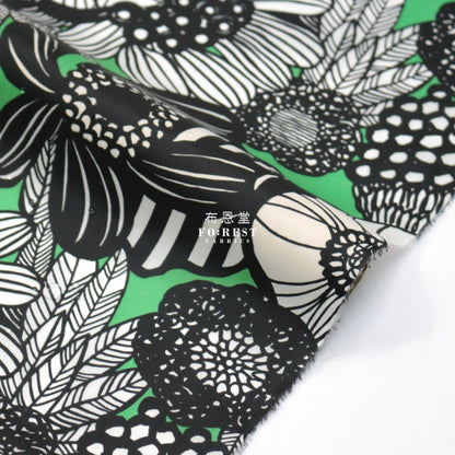 Nylon Waterproof - Art Flower Fabric Green