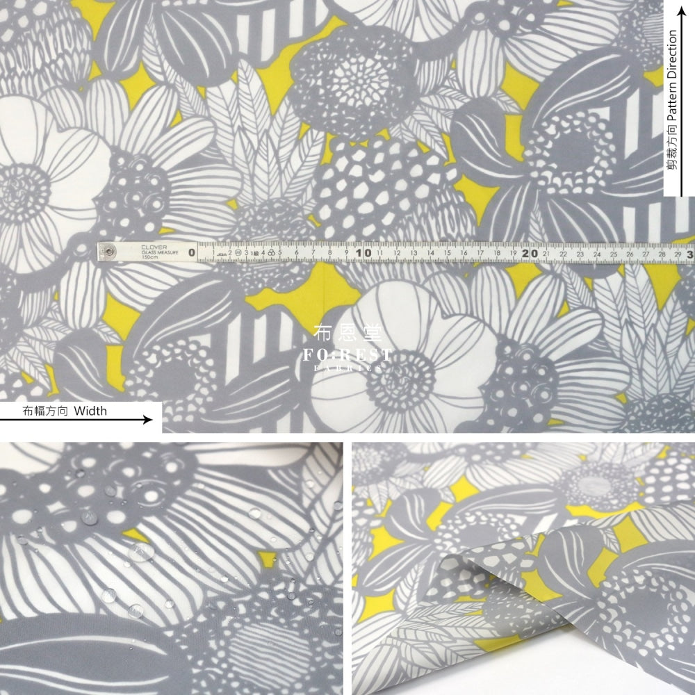 Nylon Waterproof - Art Flower Fabric Lt. Yellow