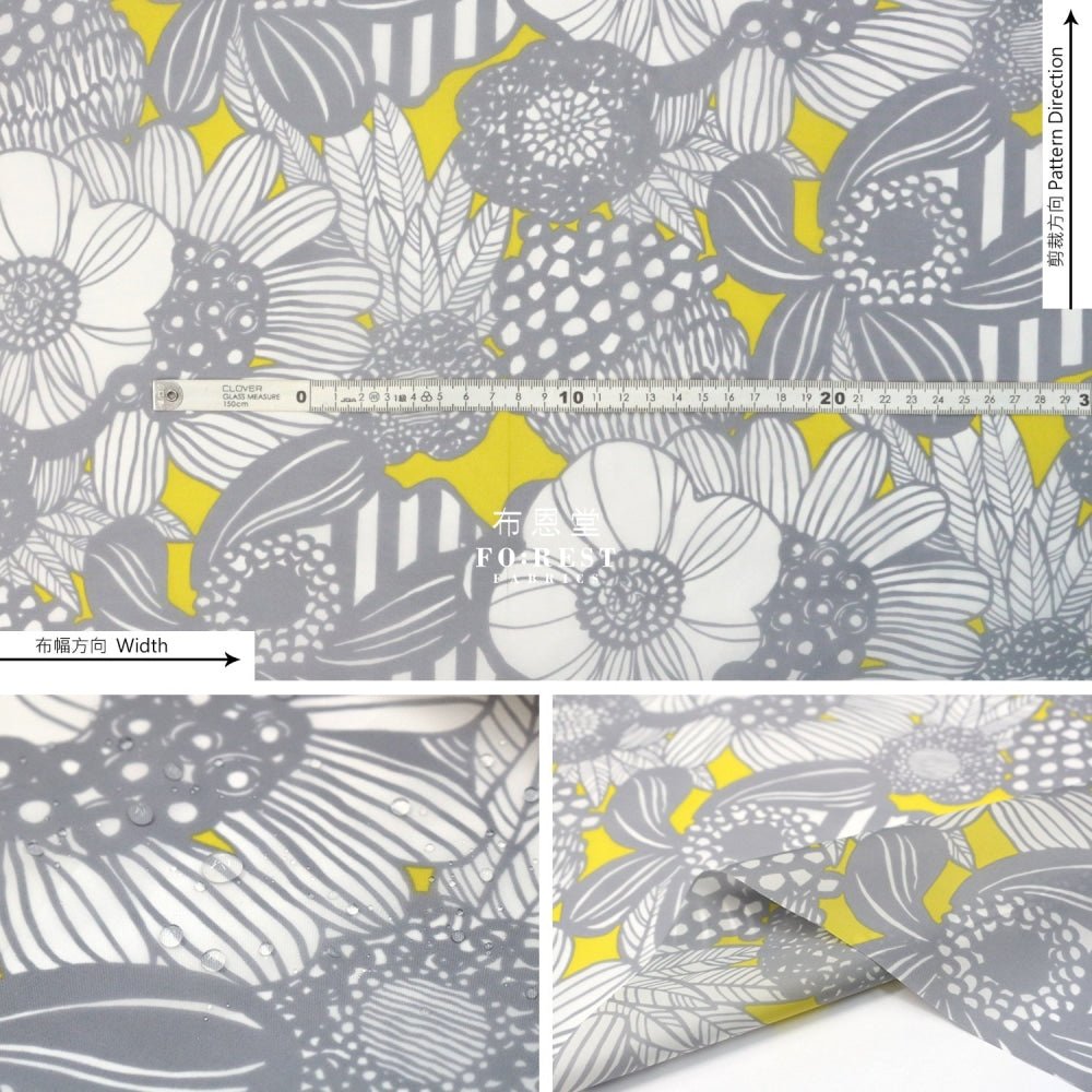 Nylon Waterproof - Art flower fabric LT. YELLOW 薄防水 - FO:REST Fabric 布恩堂Liberty fabrictana lawnjapanese fabricykk zipper