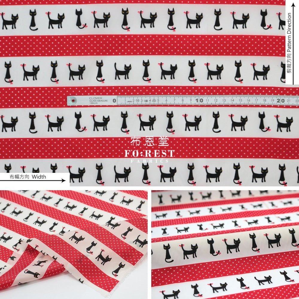 Nylon Waterproof - Cats dot薄防水Red - FO:REST Fabric 布恩堂Liberty fabrictana lawnjapanese fabricykk zipper