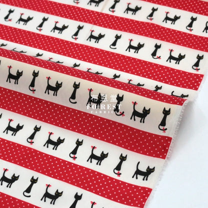 Nylon Waterproof - Cats dot薄防水Red - FO:REST Fabric 布恩堂Liberty fabrictana lawnjapanese fabricykk zipper