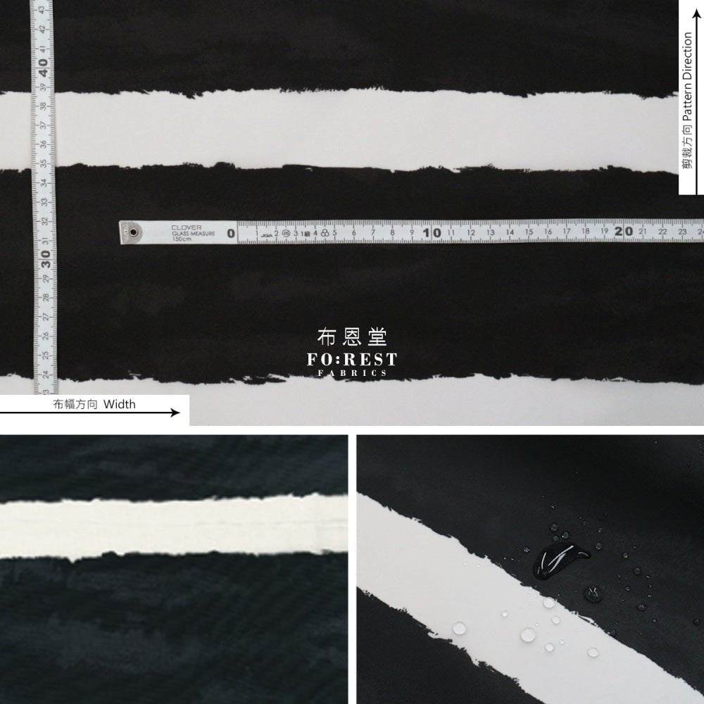 Nylon Waterproof - Strip BLACK 厚防水 - FO:REST Fabric 布恩堂Liberty fabrictana lawnjapanese fabricykk zipper