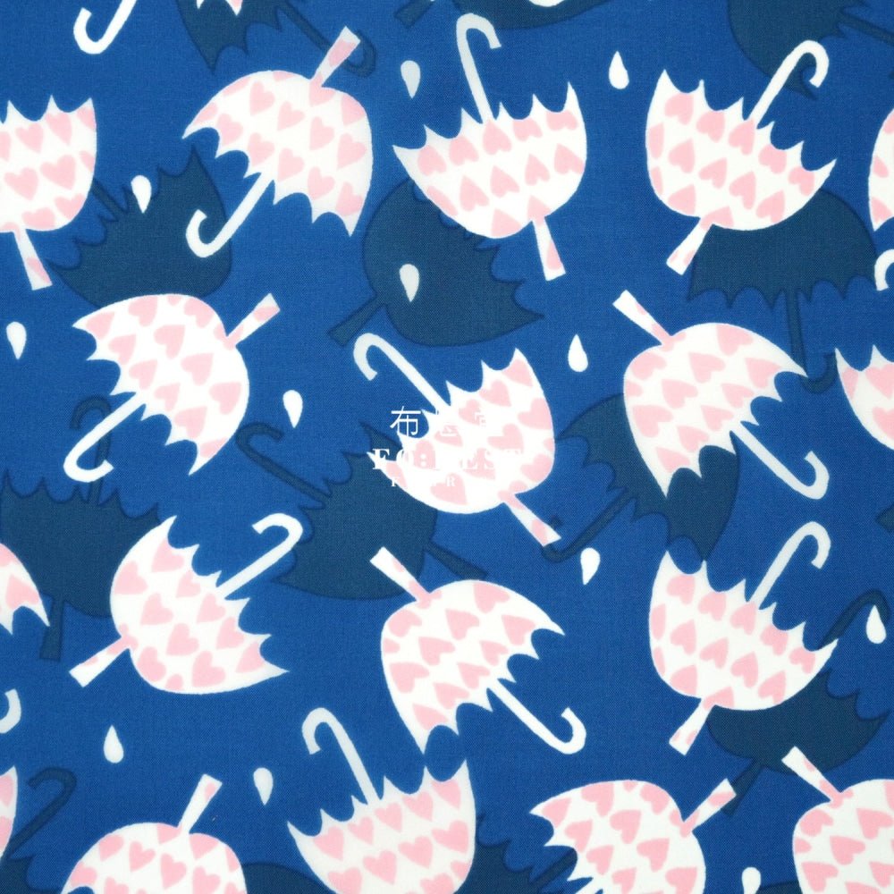 Nylon Waterproof - Umbrella Heart薄防水Blue - FO:REST Fabric 布恩堂Liberty fabrictana lawnjapanese fabricykk zipper