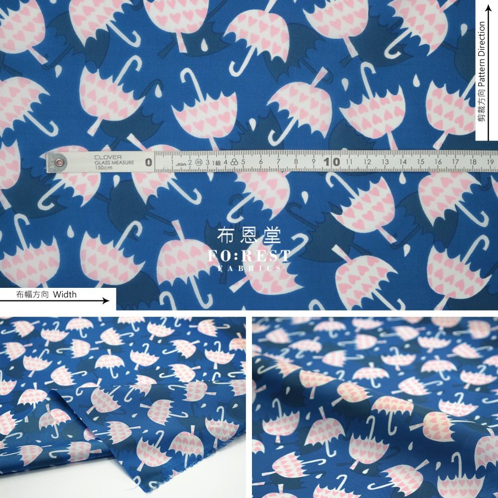Nylon Waterproof - Umbrella Heart薄防水Blue - FO:REST Fabric 布恩堂Liberty fabrictana lawnjapanese fabricykk zipper