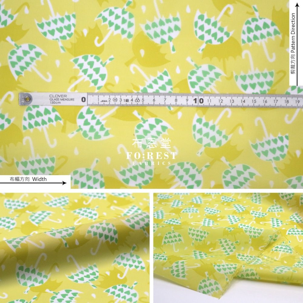 Nylon Waterproof - Umbrella Heart薄防水Yellow - FO:REST Fabric 布恩堂Liberty fabrictana lawnjapanese fabricykk zipper