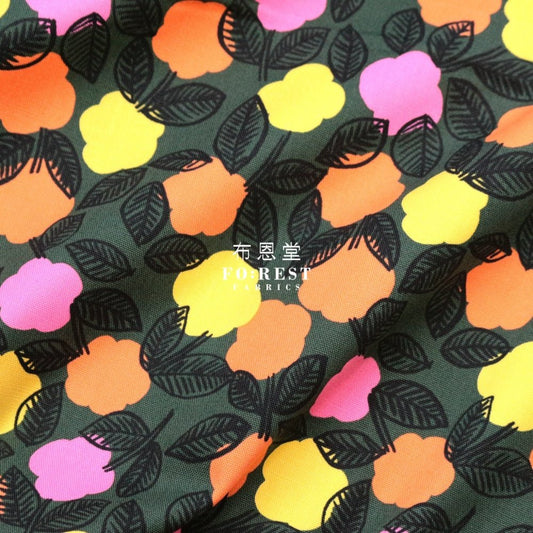 Organic cotton - PIKKU SAARI Iloinen Fabric Dark Green - FO:REST Fabric 布恩堂Liberty fabrictana lawnjapanese fabricykk zipper