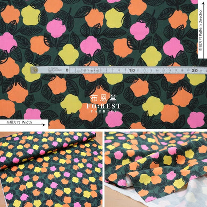 Organic cotton - PIKKU SAARI Iloinen Fabric Dark Green - FO:REST Fabric 布恩堂Liberty fabrictana lawnjapanese fabricykk zipper
