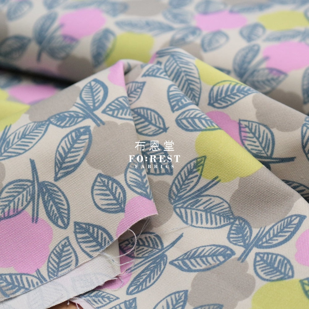 Organic Cotton - Pikku Saari Iloinen Fabric Khaki