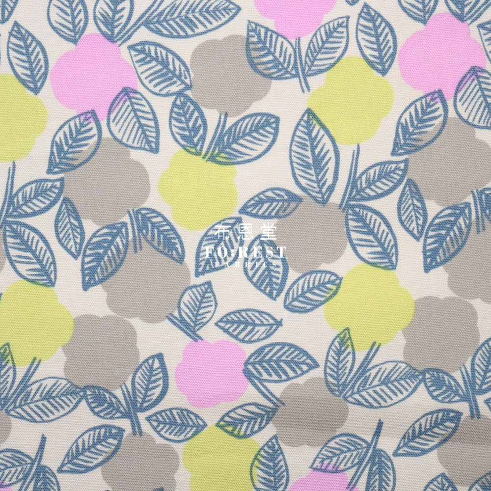 Organic Cotton - Pikku Saari Iloinen Fabric Khaki