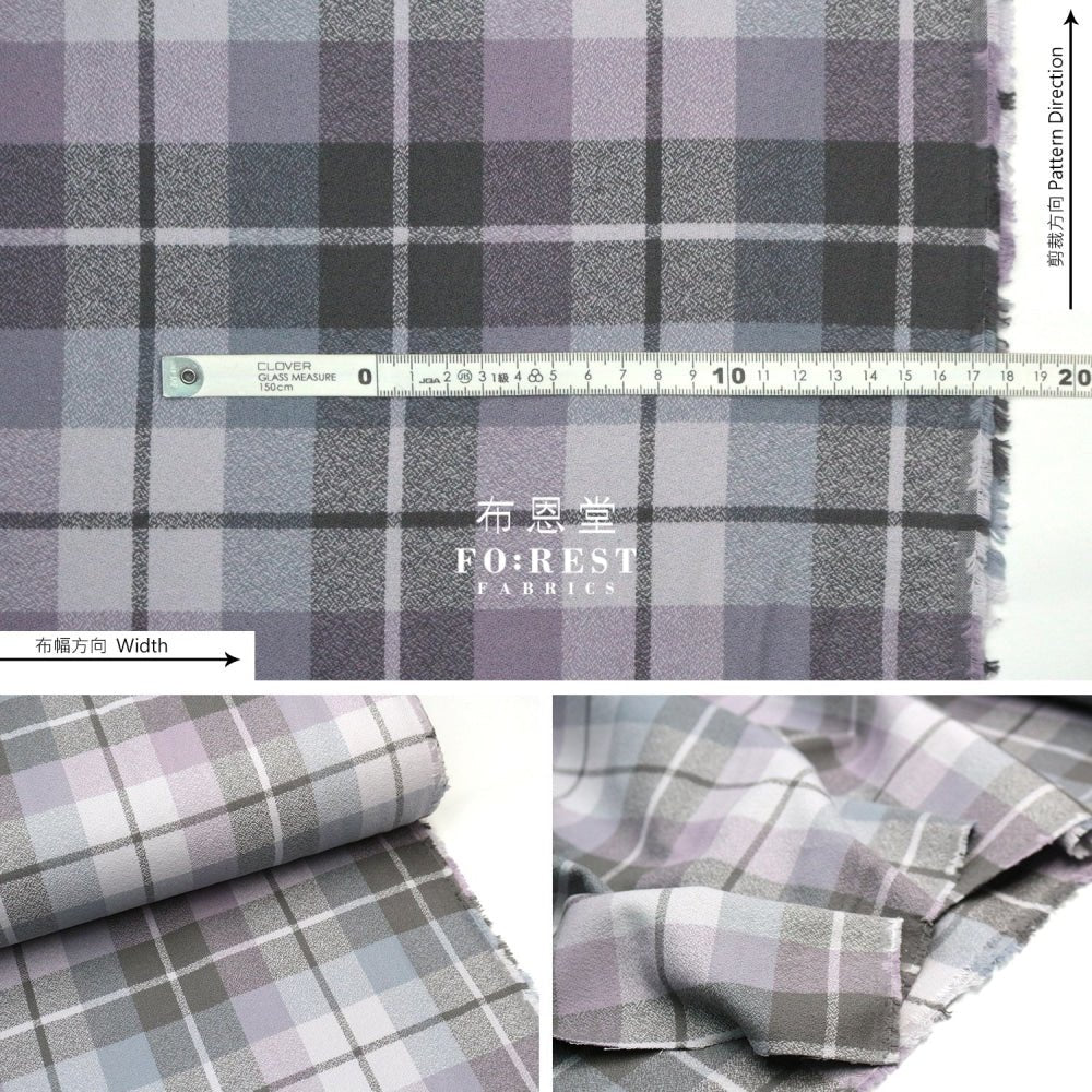 Organic Flannel - LAVENDER TARTAN 有機法籣絨 - FO:REST Fabric 布恩堂Liberty fabrictana lawnjapanese fabricykk zipper