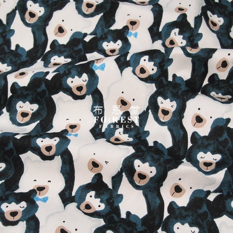 oxford - Bear fabric Blue - FO:REST Fabric 布恩堂Liberty fabrictana lawnjapanese fabricykk zipper