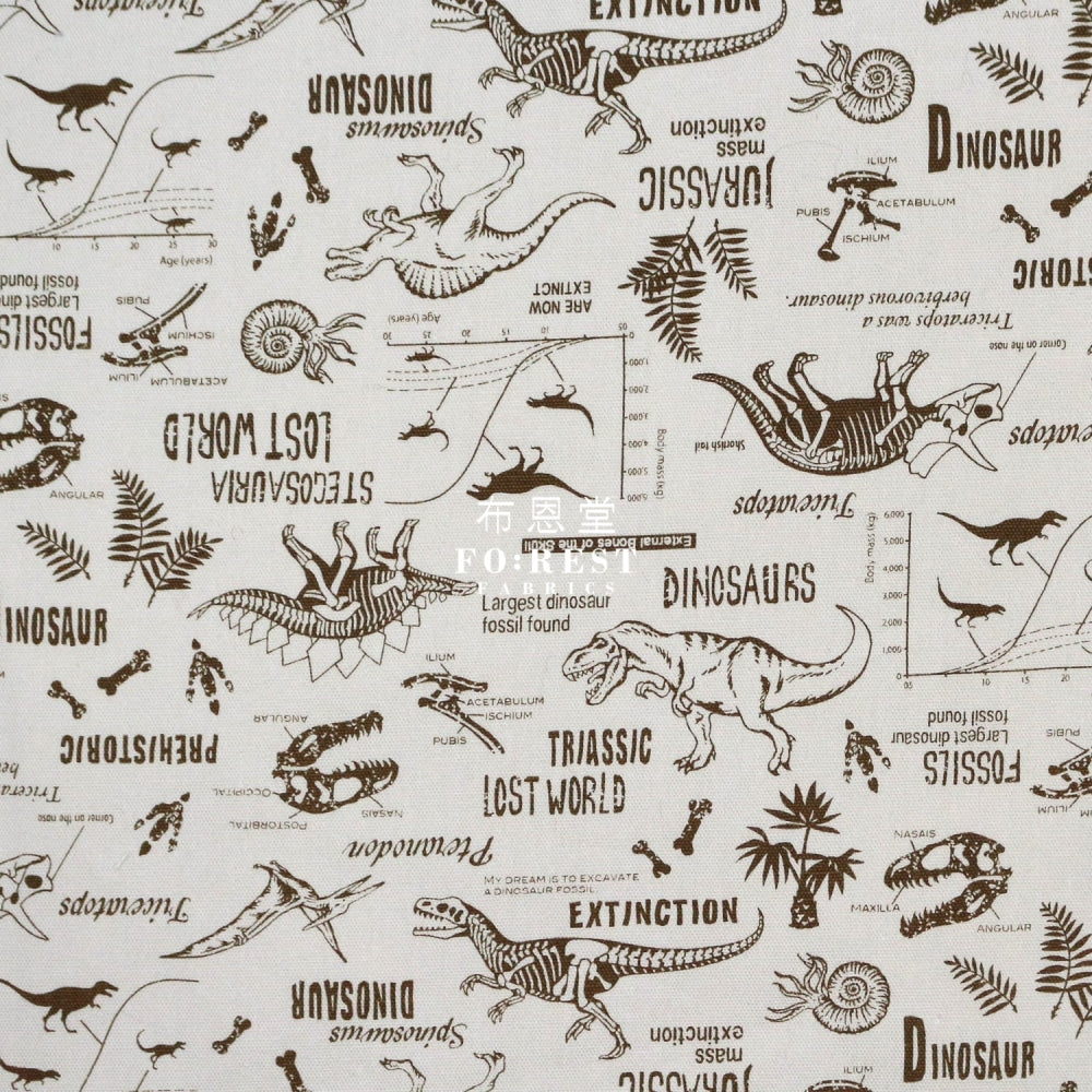 Oxford - Dinosaur Fabric Cream Oxford