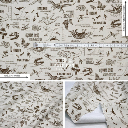 Oxford - Dinosaur Fabric Cream Oxford