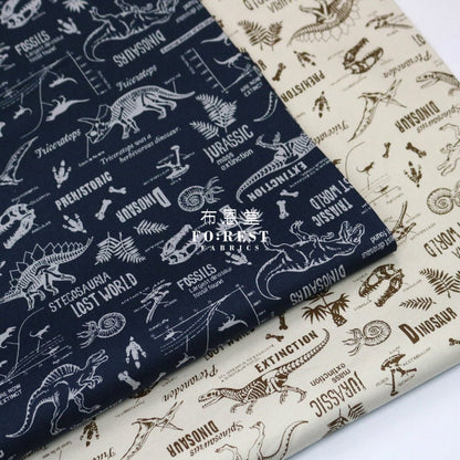 Oxford - Dinosaur fabric Cream - FO:REST Fabric 布恩堂Liberty fabrictana lawnjapanese fabricykk zipper