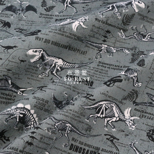 Oxford - Dinosaur Fabric Gray Oxford