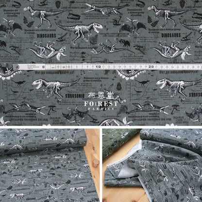 Oxford - Dinosaur fabric Gray - FO:REST Fabric 布恩堂Liberty fabrictana lawnjapanese fabricykk zipper