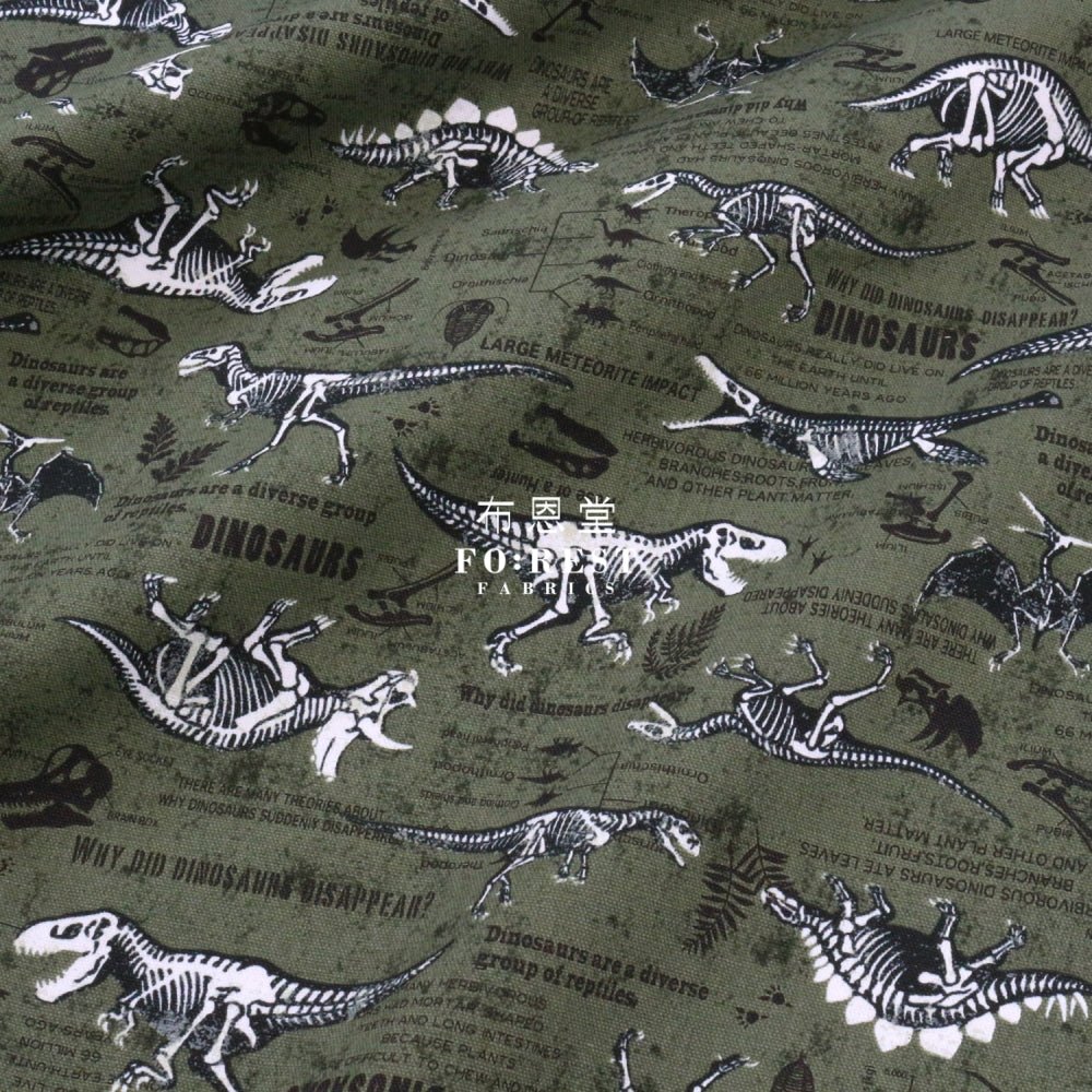 Oxford - Dinosaur fabric Moss - FO:REST Fabric 布恩堂Liberty fabrictana lawnjapanese fabricykk zipper