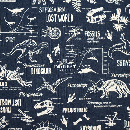 Oxford - Dinosaur Fabric Navy Oxford