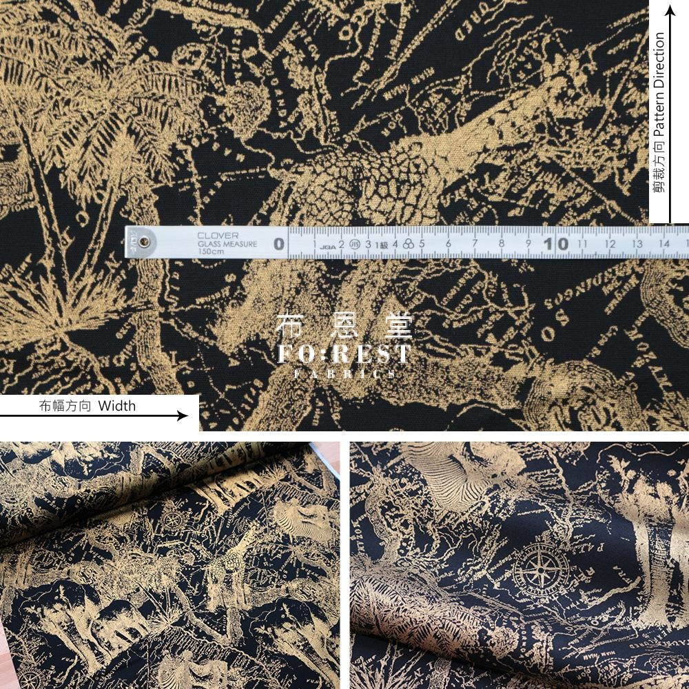 Oxford - Dinosaur Map Fabric Oxford