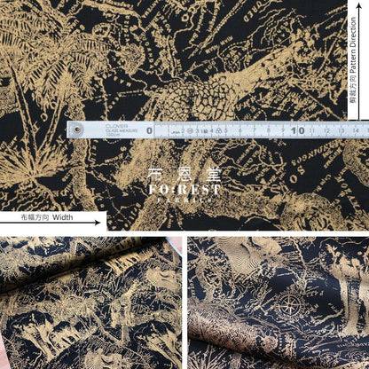Oxford - Dinosaur Map Fabric Oxford