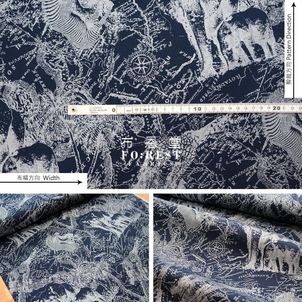 Oxford - Dinosaur Map Fabric Oxford