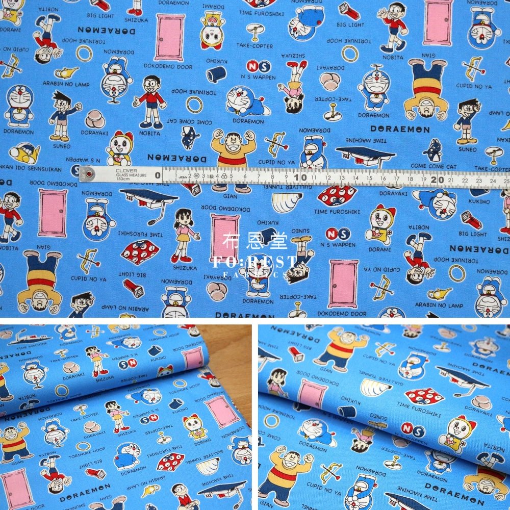 oxford - Doraemon Light Blue fabric (member) - FO:REST Fabric 布恩堂Liberty fabrictana lawnjapanese fabricykk zipper