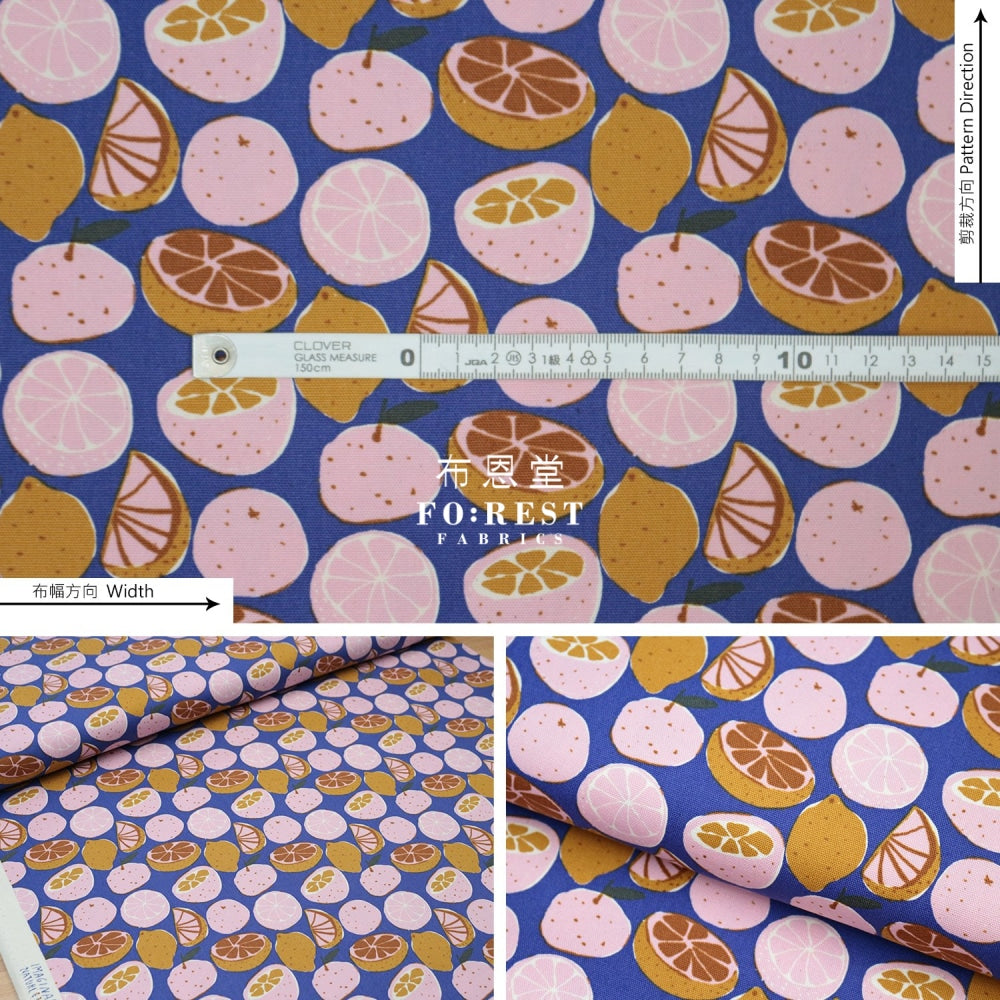 Oxford - Egg Press Fruit Fabric Blue