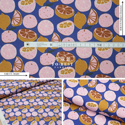 Oxford - Egg Press Fruit Fabric Blue