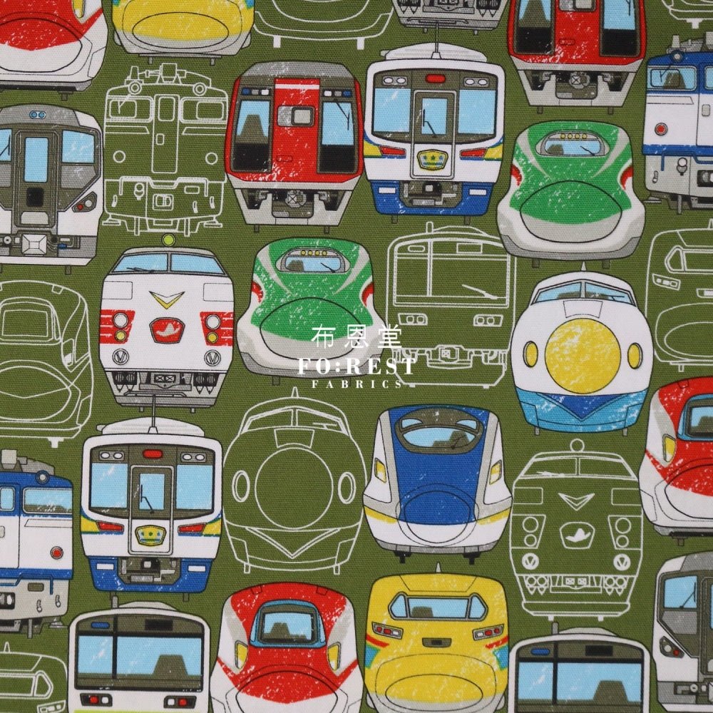 Oxford - JR train fabric Moss - FO:REST Fabric 布恩堂Liberty fabrictana lawnjapanese fabricykk zipper