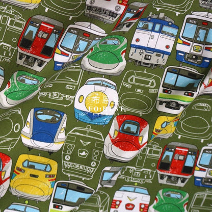 Oxford - JR train fabric Moss - FO:REST Fabric 布恩堂Liberty fabrictana lawnjapanese fabricykk zipper