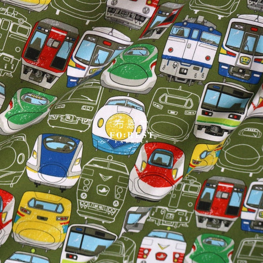 Oxford - JR train fabric Moss - FO:REST Fabric 布恩堂Liberty fabrictana lawnjapanese fabricykk zipper