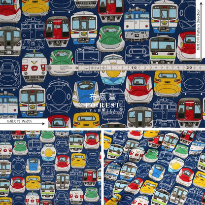 Oxford - JR train fabric Navy - FO:REST Fabric 布恩堂Liberty fabrictana lawnjapanese fabricykk zipper