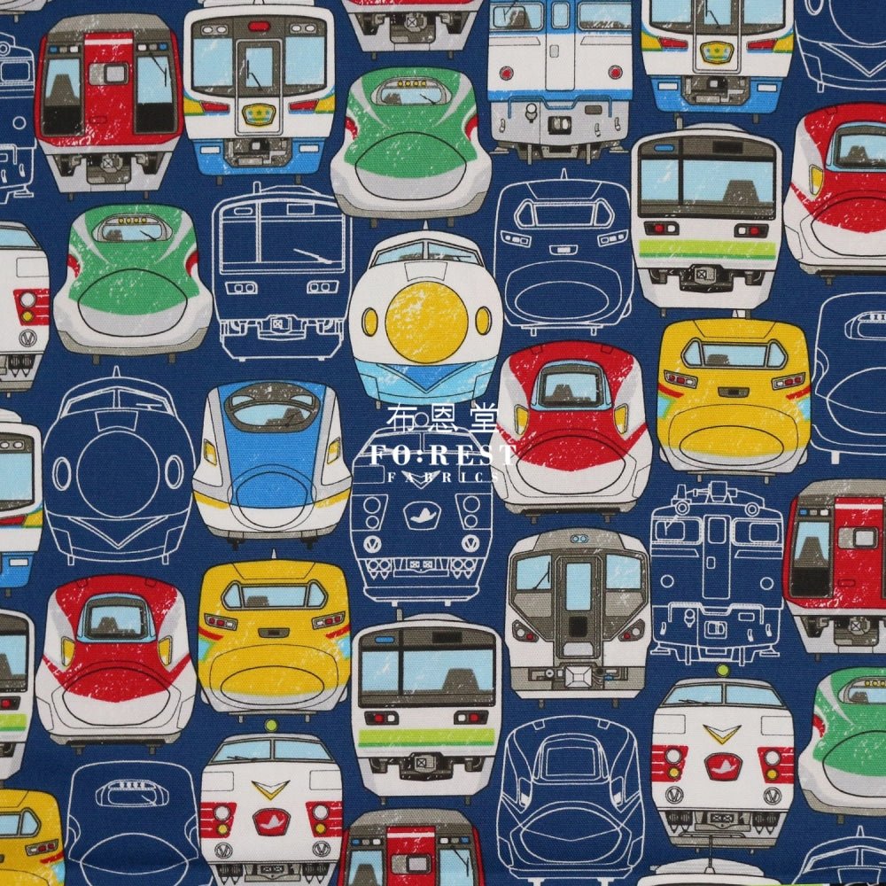Oxford - JR train fabric Navy - FO:REST Fabric 布恩堂Liberty fabrictana lawnjapanese fabricykk zipper