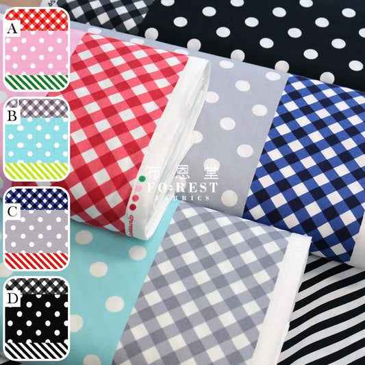 Oxford - Mix And Match Dot Strip Grid Fabric