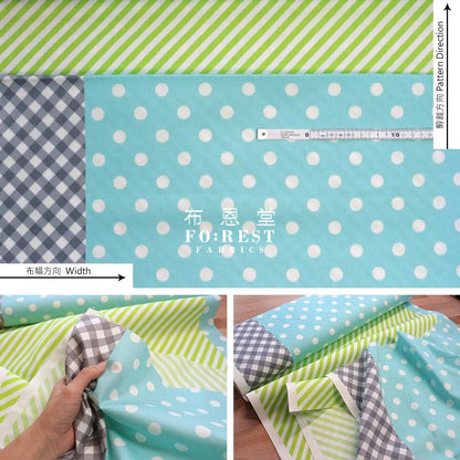 Oxford - Mix And Match Dot Strip Grid Fabric